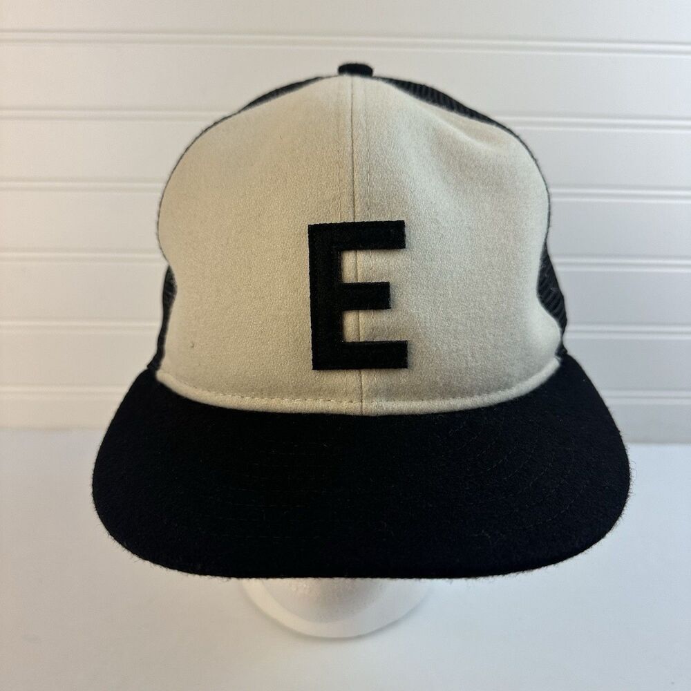 Essentials Fear of God FOG New Era Logo Wool Beige Black Mesh Strapback Hat Cap